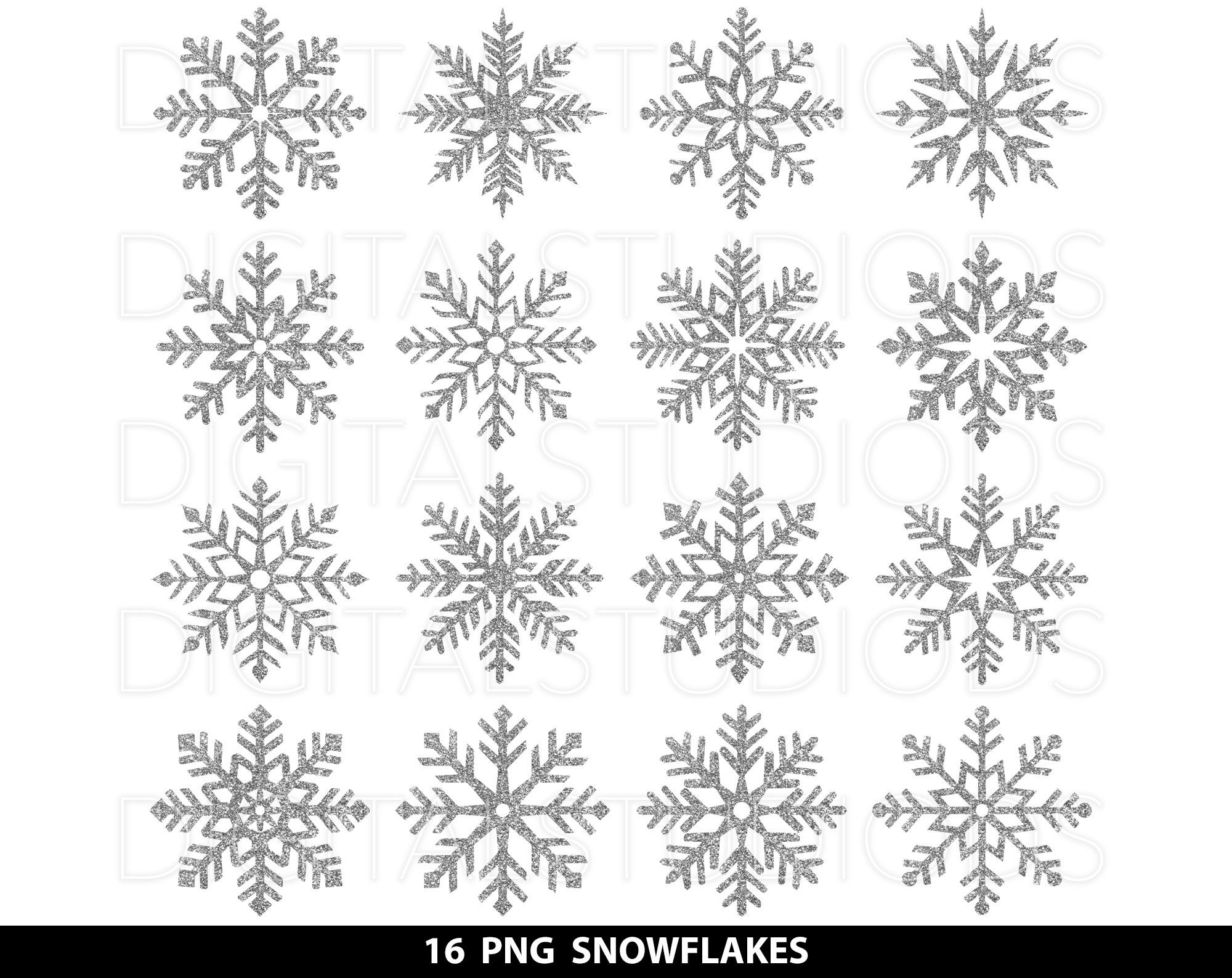 Sequins Snowflakes Bundle, Faux Sequin Snowflake png