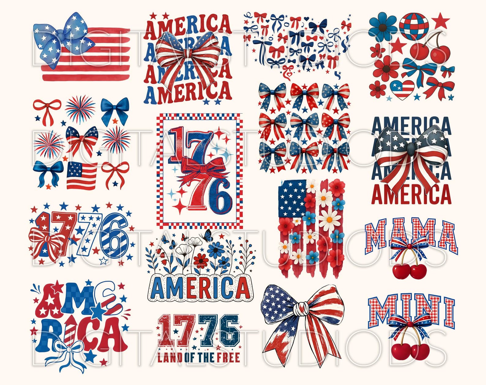 America Coquette Png Bundle, Retro USA Png, 4th of July Bundle Png ...