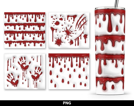 3D Inflated Puff Halloween Tumbler Wrap, Blood Halloween Tumbler Bundle, Horror Tumbler Wrap Sublimation, 3D Spooky Halloween Tumbler png