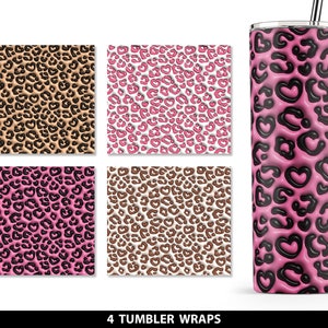 Inflated Leopard Tumbler Wrap 20 oz png, 3D Cheetah Tumbler Sublimation, Puff Puffy Bubble Leopard 20oz Skinny Tumbler Wrap Design