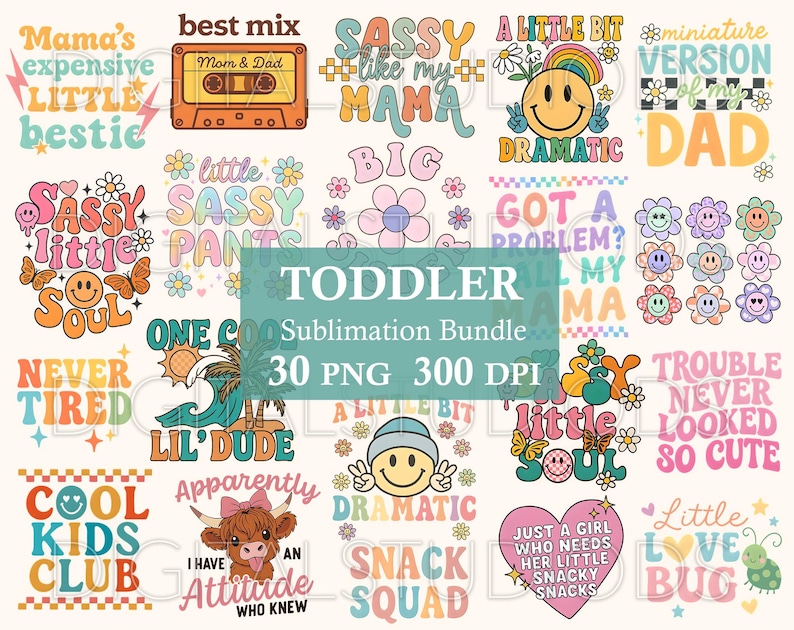 Toddler Sublimation Bundle PNG, Funny Kids Quotes, Cute Baby Clipart ...