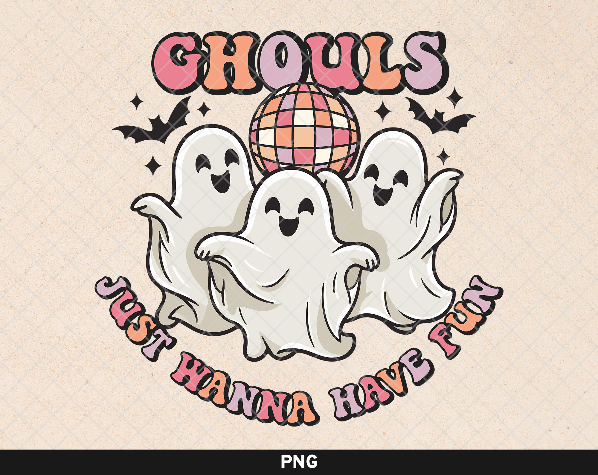 Ghouls Just Wanna Have Fun Png, Retro Pink Halloween Png