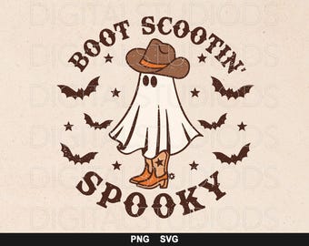 Boot Scoot Spooky png, Western Ghost png, Retro Halloween Design, Cowboy Ghost png, Western Halloween Sublimation, Vintage Ghost Halloween