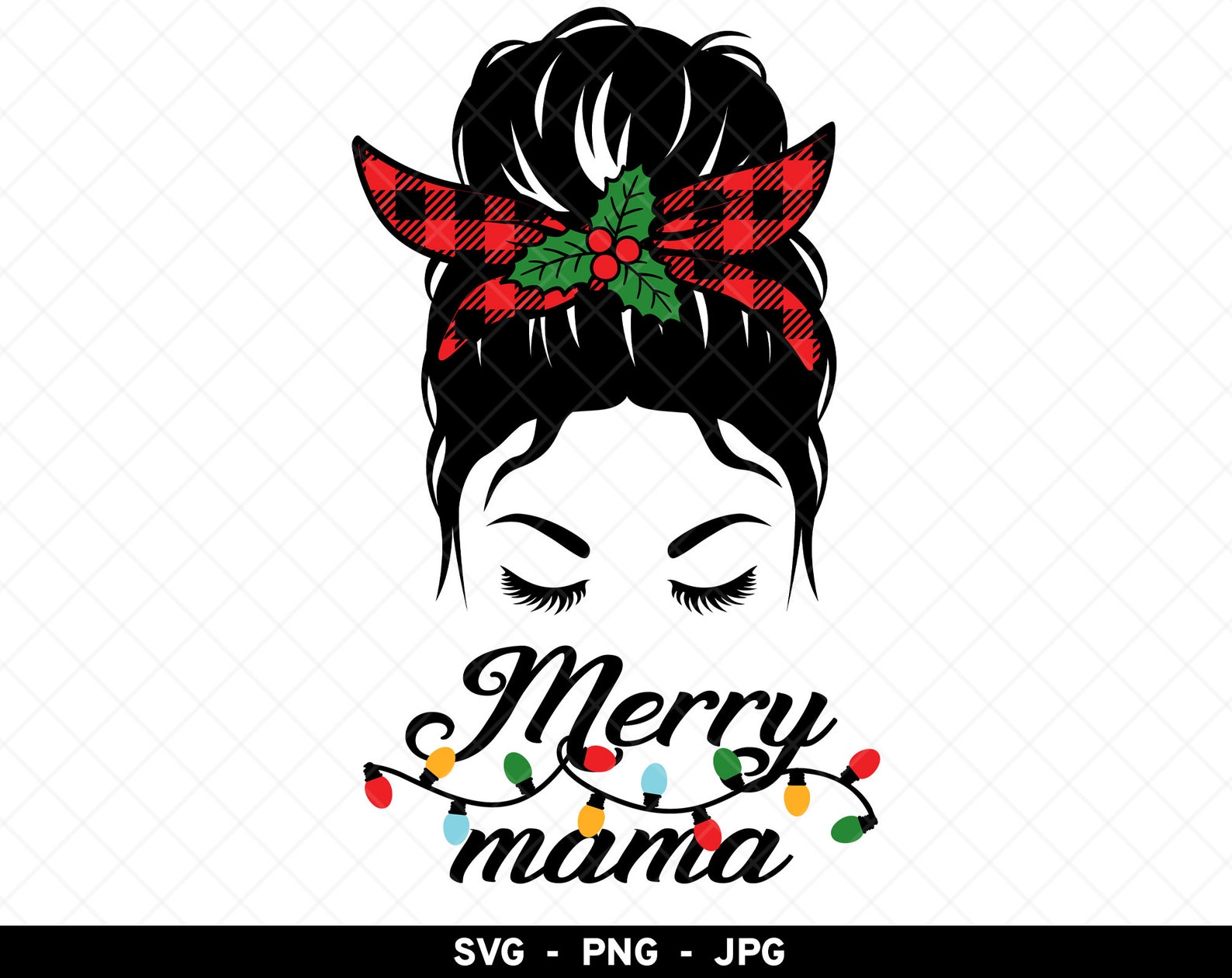 Merry Mama svg Merry Mom png Mama Buffalo Plaid png | Etsy