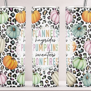 Flannels Hayrides Pumpkins Tumbler Wrap, Pastel Pumpkin Leopard Tumbler Design, Fall Tumblers png, Autumn Tumbler Wrap, 20oz Skinny Tumbler