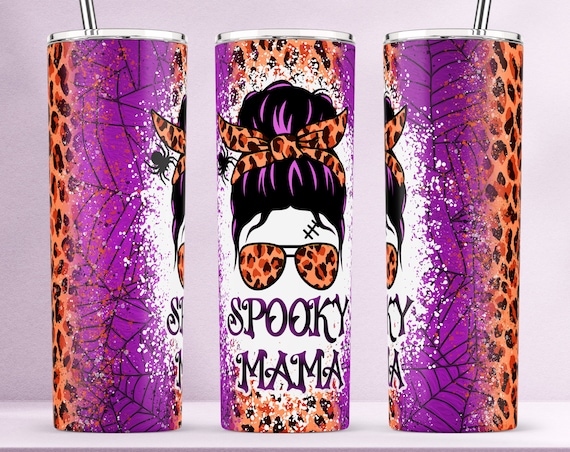 Spooky Mama Skinny Tumbler with Straw, 20oz