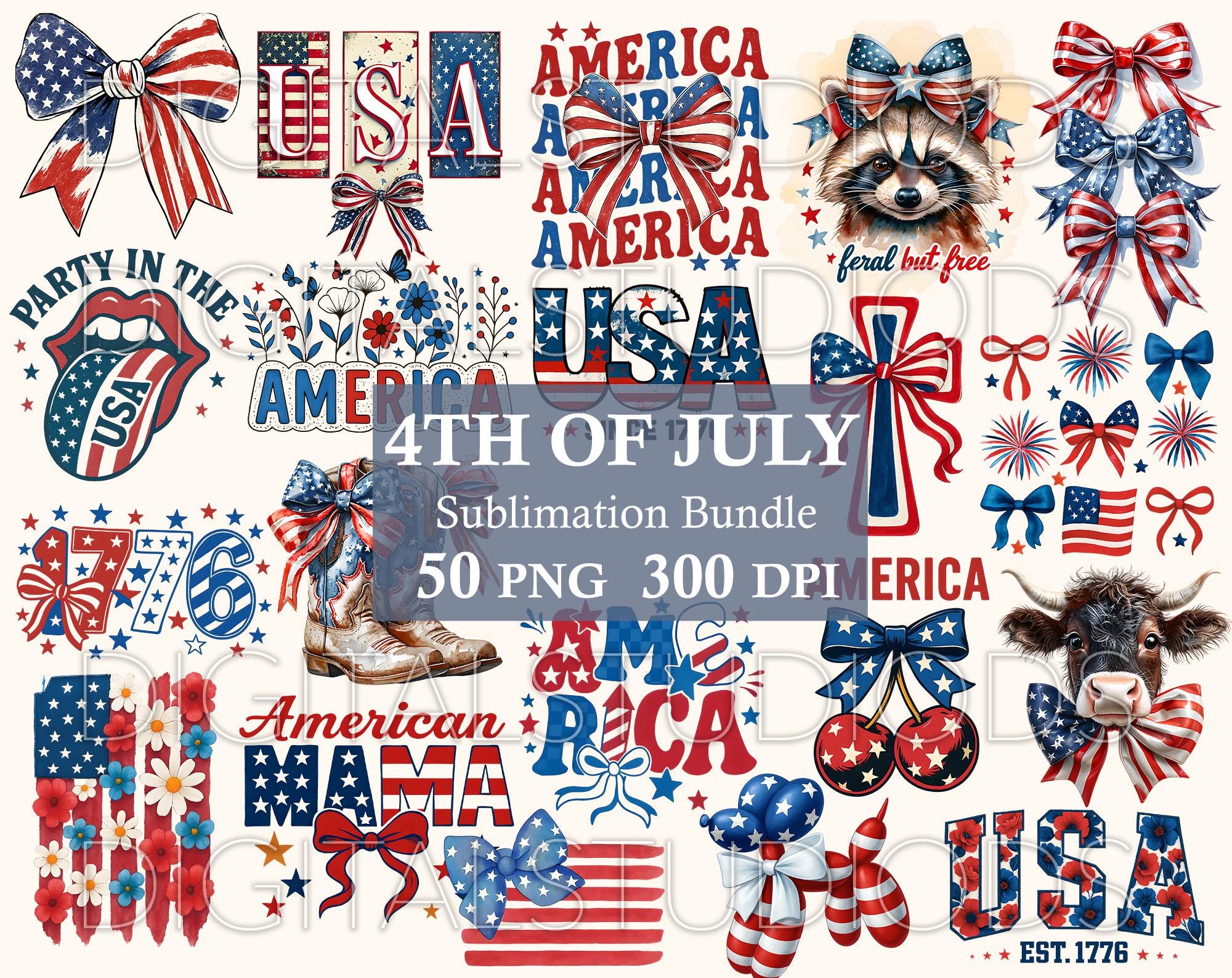 America Coquette Png Bundle, Retro USA Png, 4th of July Bundle Png ...