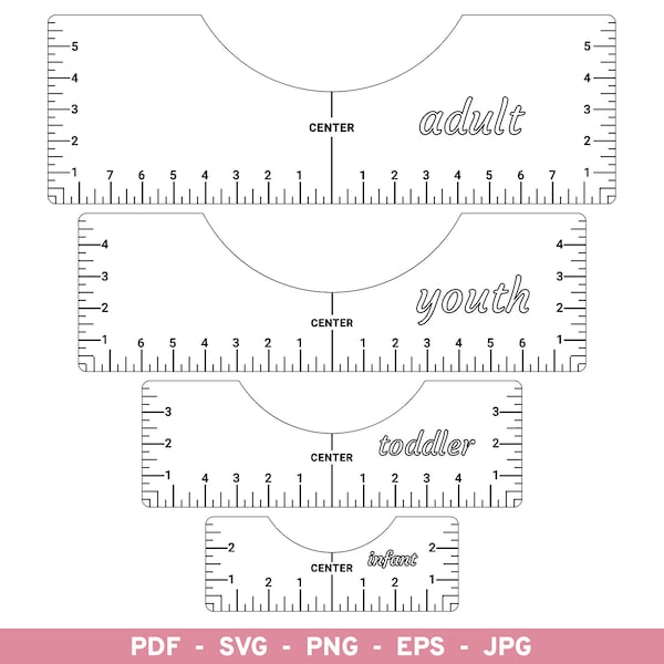 T-shirt Alignment Tool SVG, Tshirt Ruler SVG Bundle, Shirt Alignment Ruler SVG Glowforge, Shirt Placement Guide, Cut Files svg pdf png eps