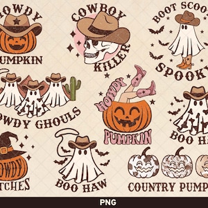 Western Halloween Bundle, Retro Halloween Designs, Western Halloween Sublimations, Vintage Halloween png, Retro Fall Autumn Sublimation