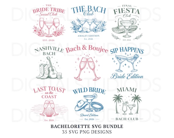 Bachelorette SVG Bundle, The Bach Club Bachelorette PNG, Bach Party Shirts Designs, Bride Tribe svg png, Cricut Silhouette Cut Designs