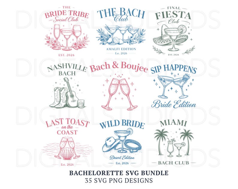 Bachelorette SVG Bundle, The Bach Club Bachelorette PNG, Bach Party Shirts Designs, Bride Tribe svg png, Cricut Silhouette Cut Designs image 1