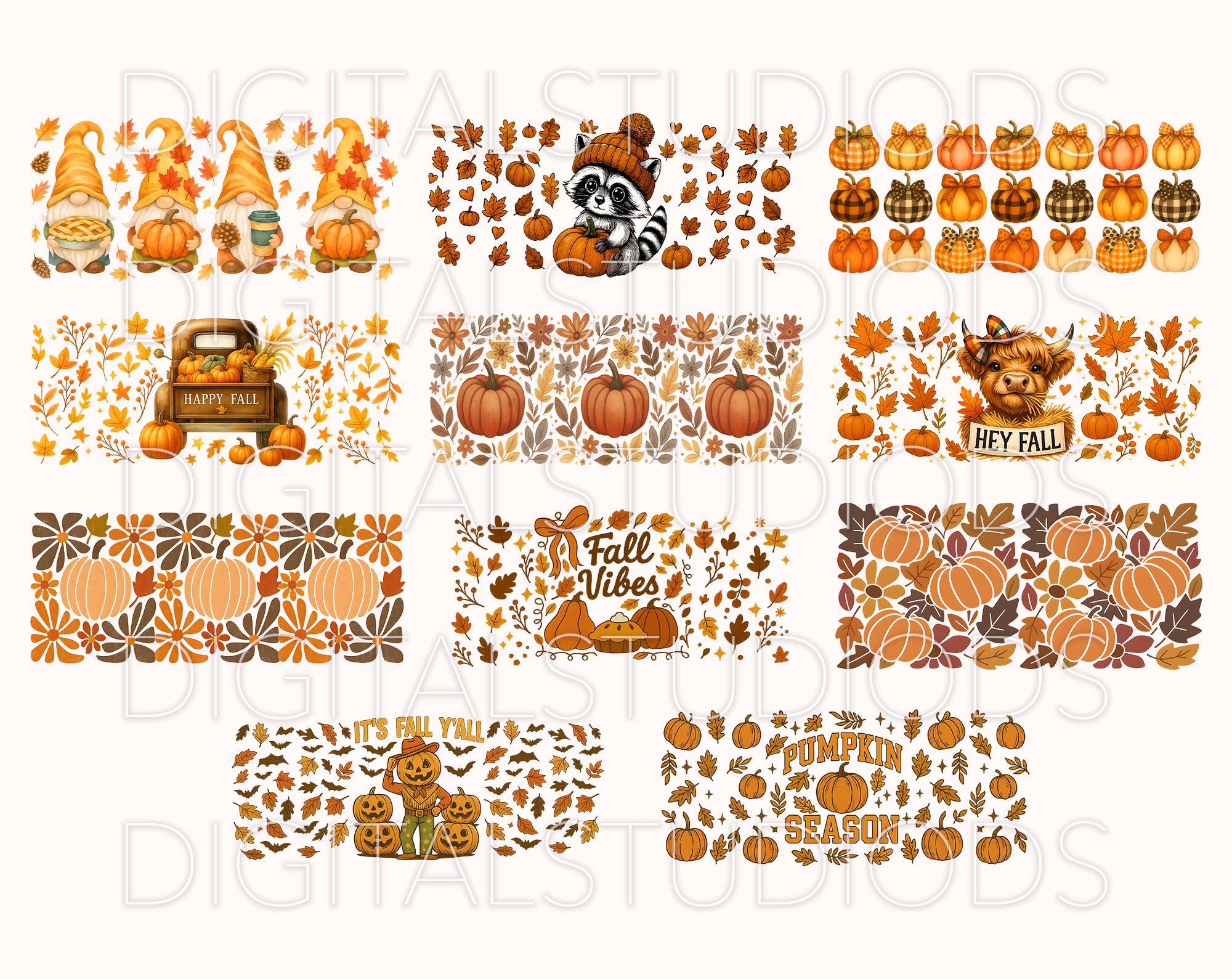 Fall Can Glass Wrap PNG Bundle, 16oz Libbey Glass Cup Wraps, Autumn ...