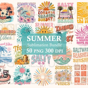 Retro Sommer Bundle png, Sommer Sublimation Designs, Strand png, Sommer Vibes png, Sommerzeit png, Salty png