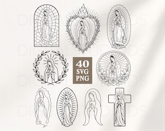 Virgin of Guadalupe SVG Bundle, Our Lady of Guadalupe svg, Virgin Mary svg png, Catholic SVG Bundle, Religious Cricut Files