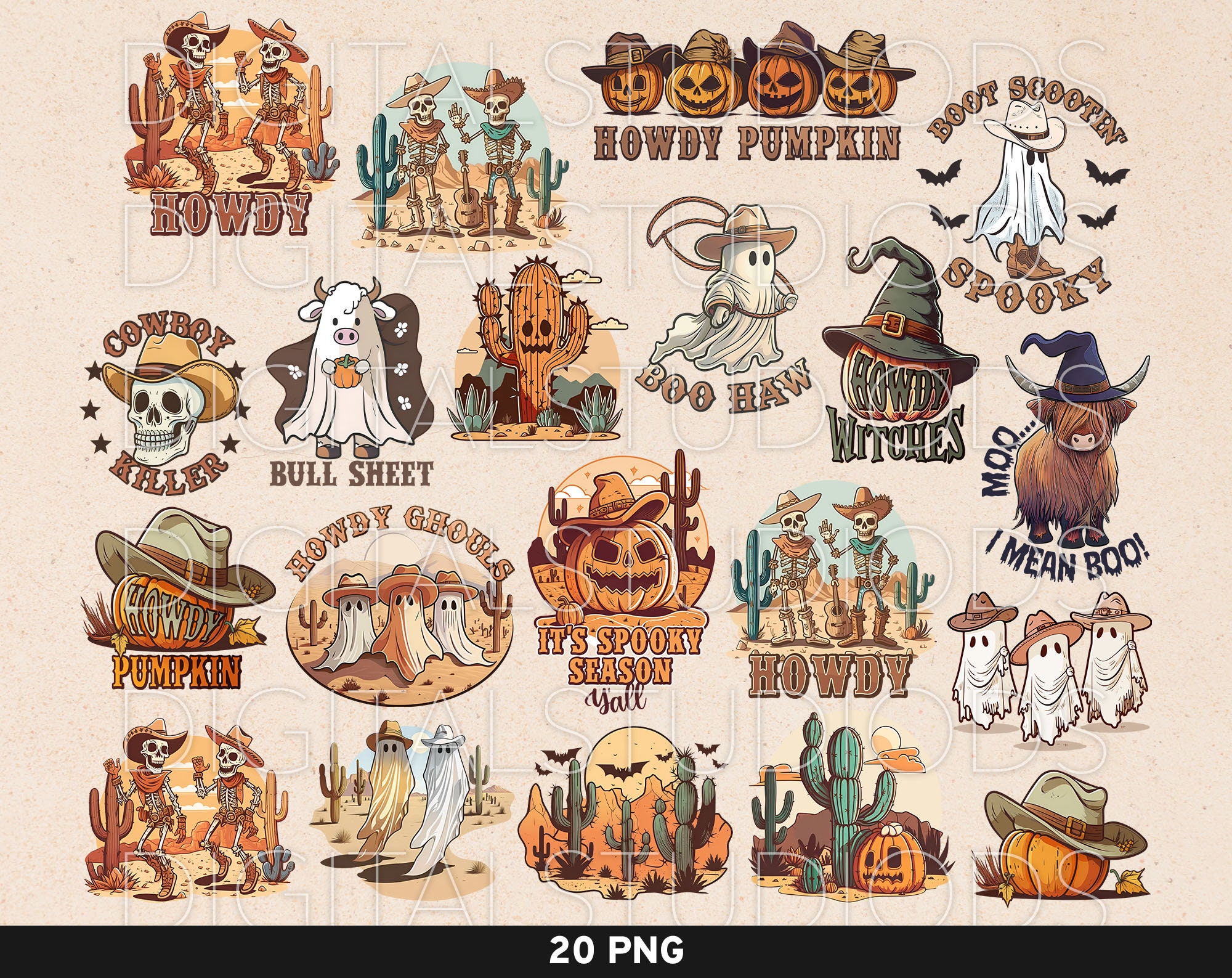 Western Halloween Bundle, Halloween png, Halloween Sublimation Designs, Howdy Pumpkin png, Boo Haw png, Western Sublimation Designs