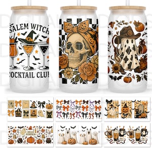 Halloween Can Glass Wrap PNG Bundle, 16oz Libbey Glass Cup Wraps ...