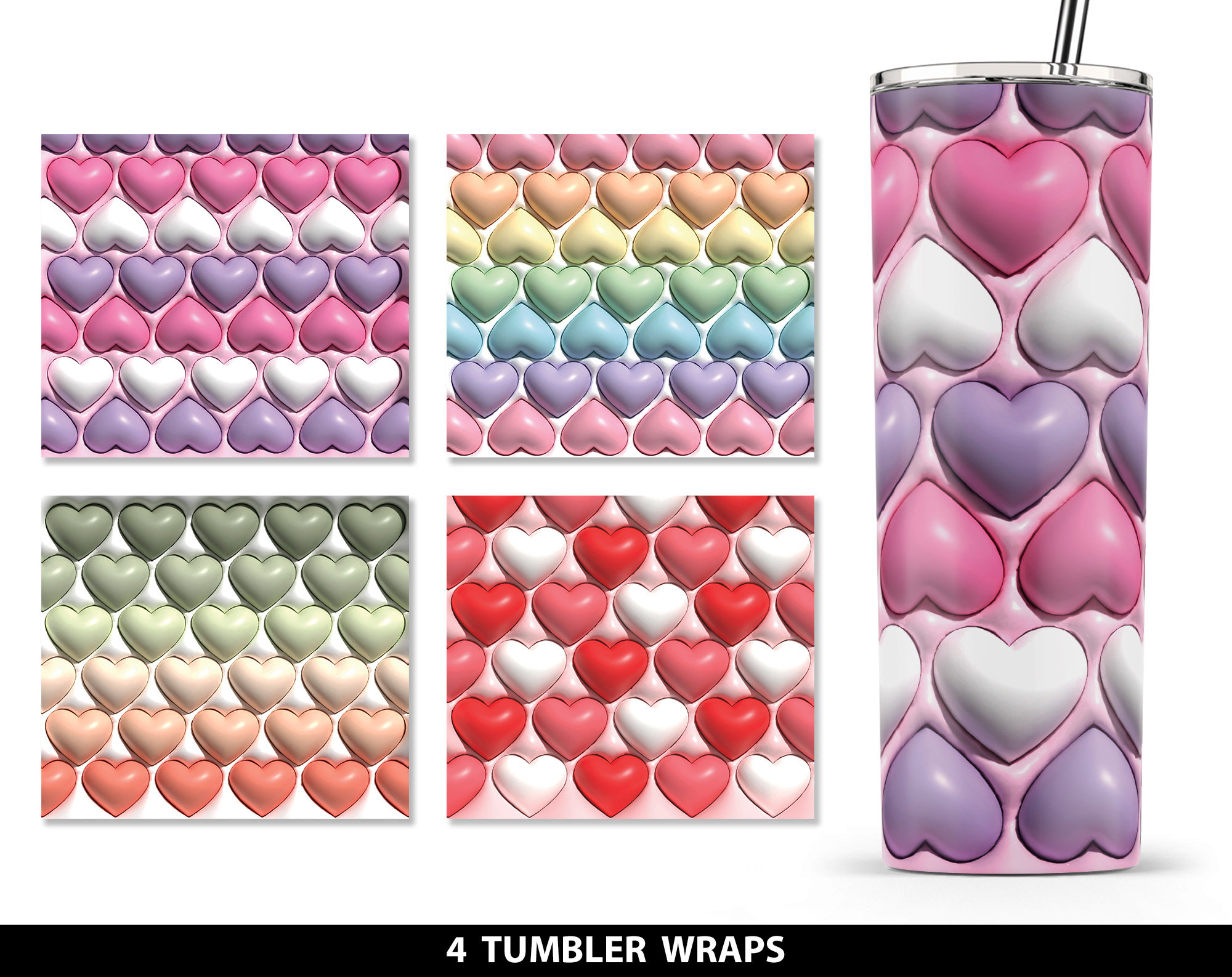 Light Pink Heart Bubble Wrap Sheet