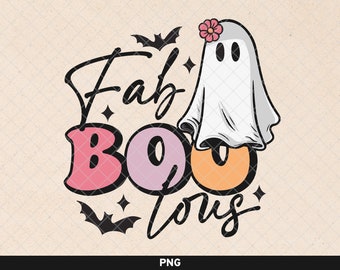 Fab Boo Lous png 昇華、レトロピンクのハロウィン png、かわいいゴーストハロウィンデザイン、不気味な昇華デザイン、faboolous ハロウィン png