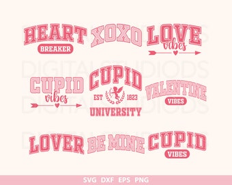 Pacchetto di San Valentino in formato svg, Vibrazioni di Cupido in formato svg, PNG di San Valentino, Spezzacuori in formato svg, Università di Cupido in formato svg, Amante in formato svg, Vibrazioni di San Valentino in formato svg