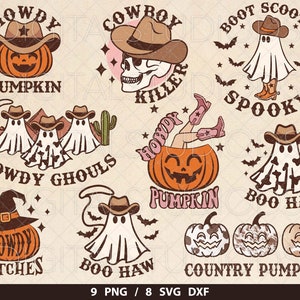 Western Halloween Bundle, Retro Halloween Designs, Western Halloween Sublimations, vintage Halloween png, Retro Fall Autumn Sublimation