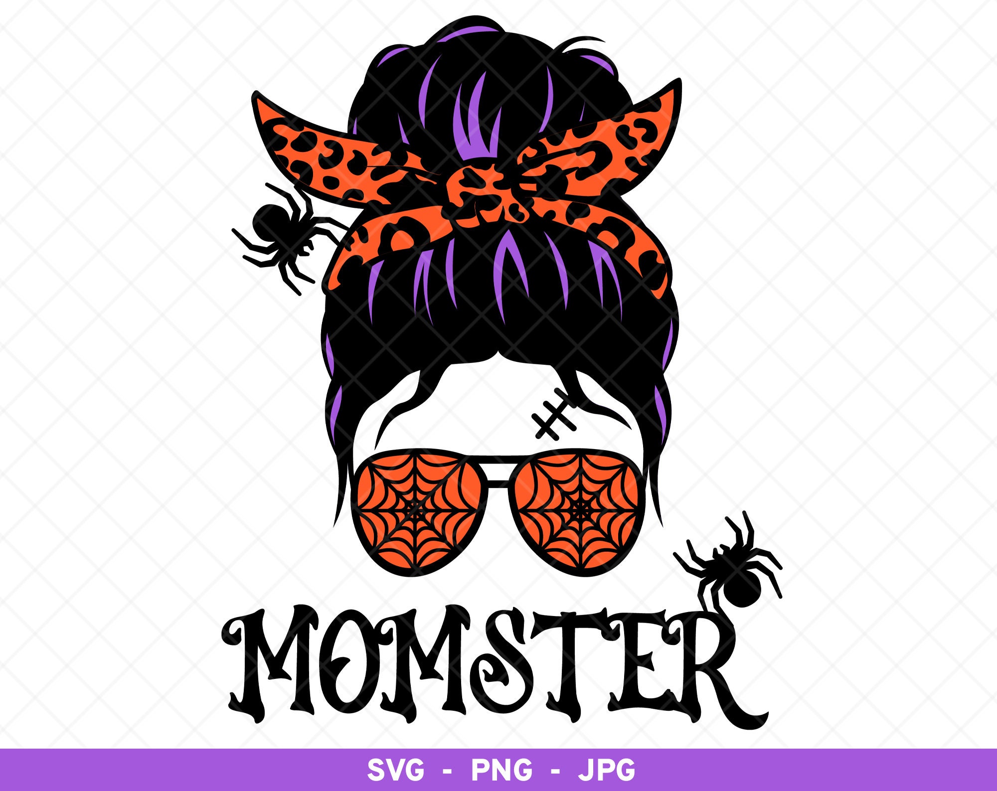 Momster svg, Halloween Mom svg, Momster Sublimation, Momster Messy Bu…