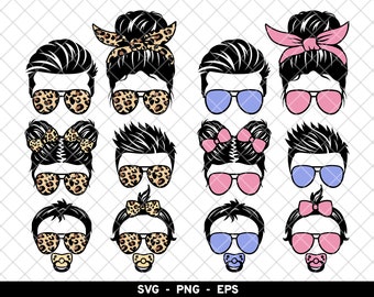 Fam Life svg Bundle, Messy bun family life svg, Mom Life svg, Dad Life svg, Bun Hair svg, Momlife Kidlife svg Bundle, Mom Daughter Son svg