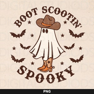 Boot Scoot Spooky png, Western Ghost png, Retro Halloween Design, Cowboy Ghost png, Western Halloween Sublimation, Vintage Ghost Halloween