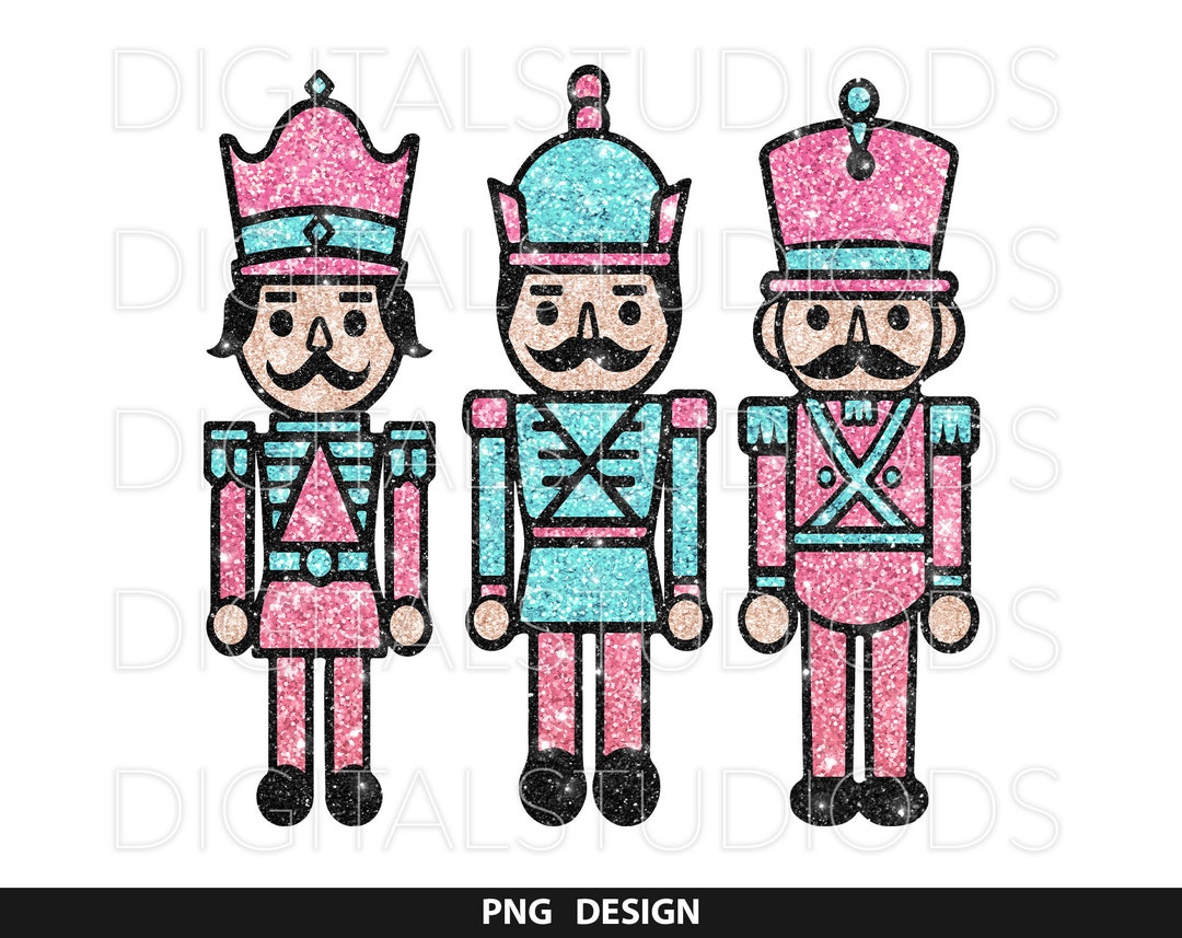 Retro Pink Nutcrackers Png, Glitter Nutcrackers Png, Christmas