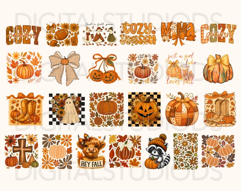 Retro Fall Bundle Png, Autumn Sublimation Designs, Trendy Fall Png ...