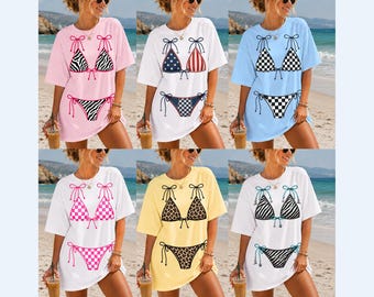 Bikini PNG Bundle, Summer Swimsuit PNG Designs, Leopard Cow Print USA Patchwork Bikini Top, beach Shirt Sublimation, beach png