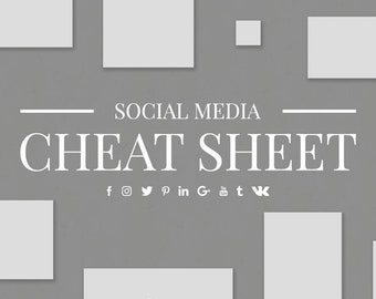 Social Media Sizing Cheat Sheet - Graphic Design, Instagram, Facebook, Twitter, Pinterest Sizing Guide PSD Last Minute Gift