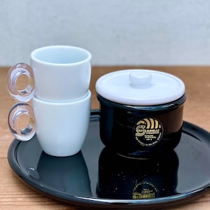 Vintage Coffee Serving Set for 2: Tray and Sugar Bowl, in Ceramic, Manufactured &quot;Ceramiche Spigarelli&quot;, 70s, Made in Italy, 2 Cups as a Gift