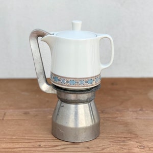 Vintage Stovetop Moka Pot in Aluminum with Removable Porcelain Jug, 1960s, Made in Italy, Collectible Coffee Maker (6 cups espresso)