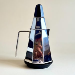 Vintage "Pyramid" Coffee Maker (3 cups), in Stainless Steel, 80s, Manufactured by Fratelli Calderoni, Made in Italy, Collectible Moka Pot