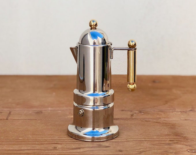 Vintage Stovetop Moka Pot kontessa, in Stainless Steel, 80s