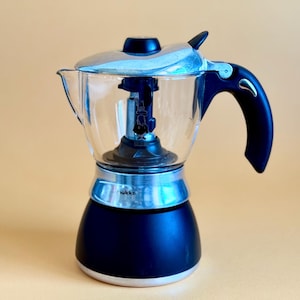 Cafetera vintage "Mukka Express" para capuchino, de aluminio, fabricada por Bialetti, Made in Italy, con capacidad para 1 taza de capuchino.