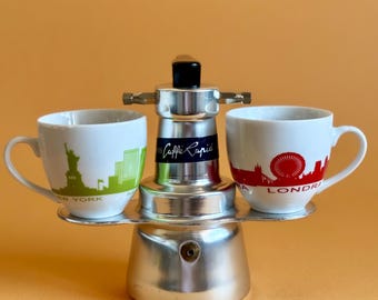 Vintage mokapot voor op het fornuis, gemaakt van puur 995 aluminium en bakeliet, merk "Caffe Rapid", jaren 70, gemaakt in Italië, verzamelobject voor espresso (2 kopjes).