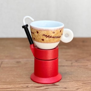 Vintage Coffee Maker, in Red Aluminum, Manufactured "OMG", 80s, Made in Italy, Collectible Stovetop Moka Pot (1 Italian espresso cups)