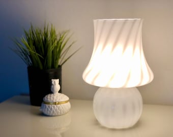 Lámpara de setas vintage, en cristal de Murano, Italia, años 70, estilo retro, lámpara de mesa vintage, lámpara de dormitorio, altura: 9,5" (24,5 cm), regalo para nuevo hogar