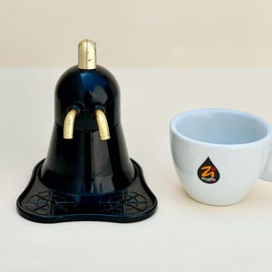 Vintage Stovetop Moka Pot, in Black Lacquered Aluminum, Vintage ITALY 60s, Collectible Coffee Maker (2 cups espresso), Capacity 0.150 l