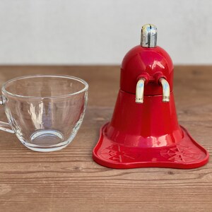 Cafeteira italiana vintage para fogão, em alumínio laqueado vermelho, Itália, anos 60, peça de colecionador (2 xícaras de café expresso), capacidade de 0,150 l