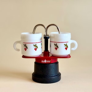 Vintage Stovetop Moka Pot, in Black and Red Aluminum, Branded "Top Moka", 90s, Made in ITALY, Collectible Coffee Maker (2 espresso cups)