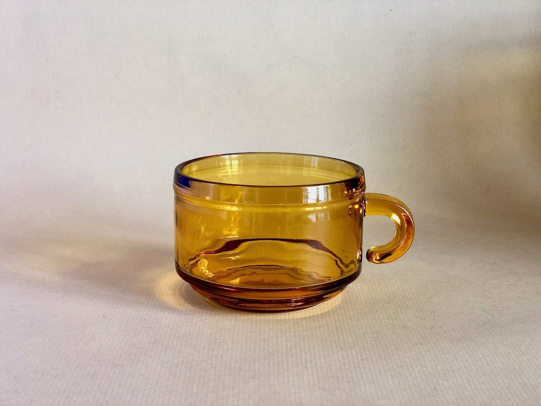 Large Vintage Cup, in Pressed Amber Glass, 70s, Depression Glass ...