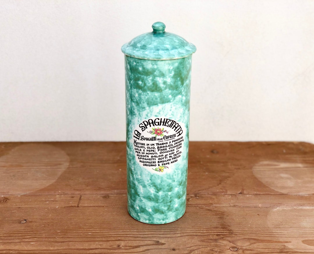 LARGE Vintage Ceramic Jar With Lid for Spaghetti Decorated Etsy