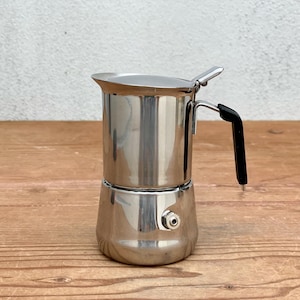 Vintage Italian Coffee Maker, in Stainless Steel, 80s, Made in Italy, Collectible Stovetop Moka Pot (1 espresso cup), Capacity 0.100 l