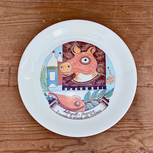 Plato de colección vintage, en cerámica, del artista De Simone, fabricado por Ceraminter, para Autogrill, años 80, fabricado en Italia, regalo para casa nueva