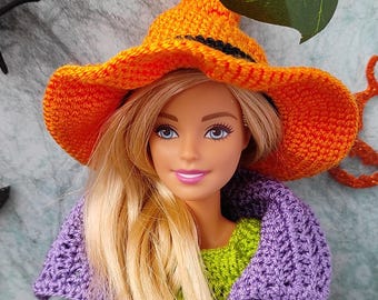 Halloween Outfit Set Für 17 Cm Puppen - Hexenhut, Kürbiskostüm & Mini-Schuhe