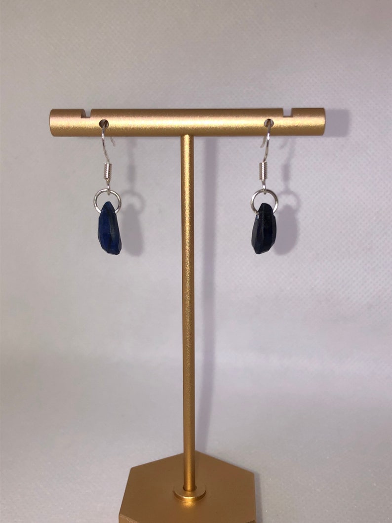 Sapphire teardrop 925 sterling silver fish hook earrings