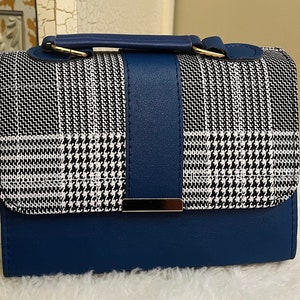5 Color options Crossbody Handbag: stylish plaid Faux Leather - Everyday fashion Gift. Top handle or cross body. Tartan pattern