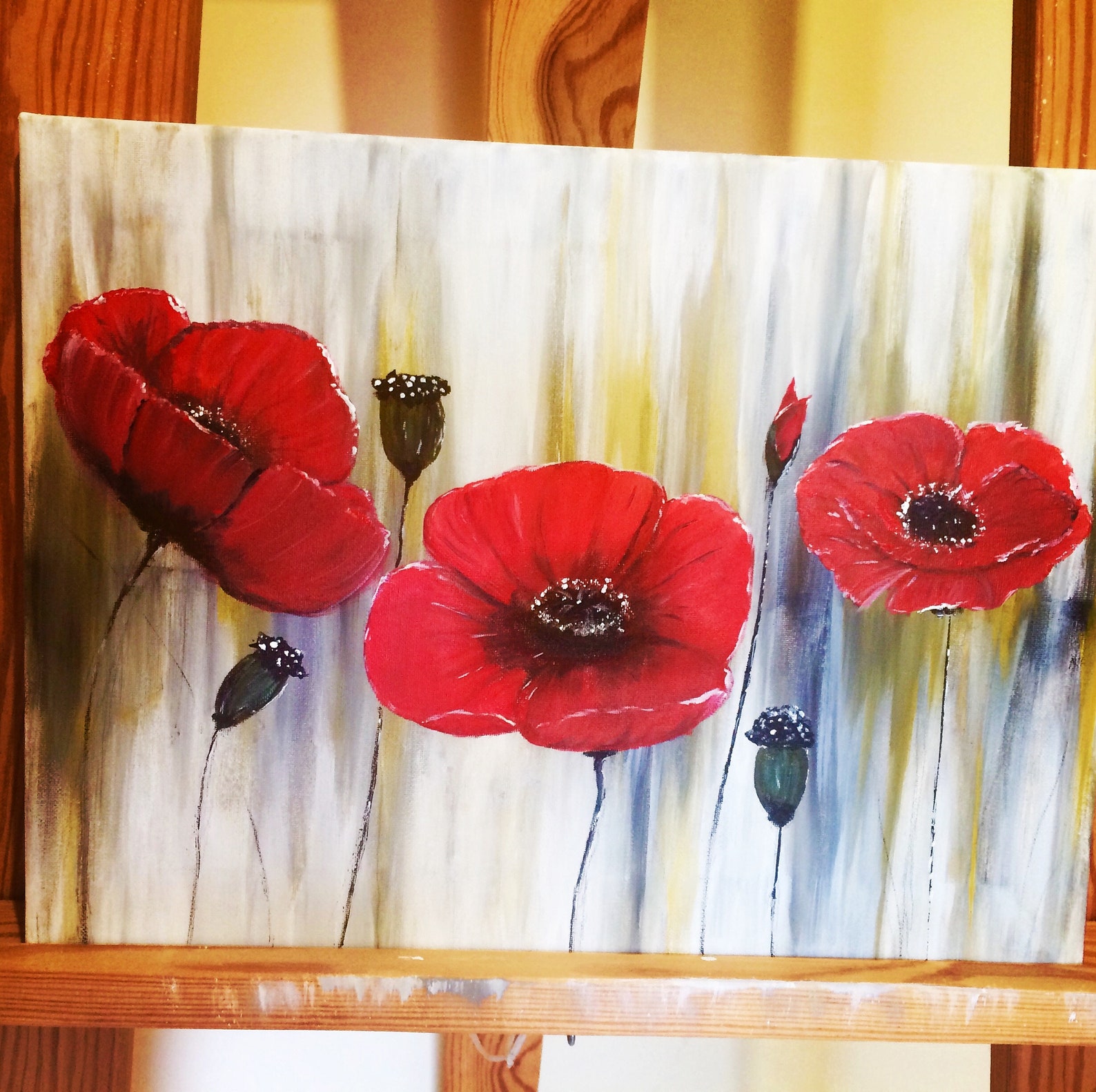 Easy Acrylic Painting/Red Flowers poppies . Abstract painting Etsy